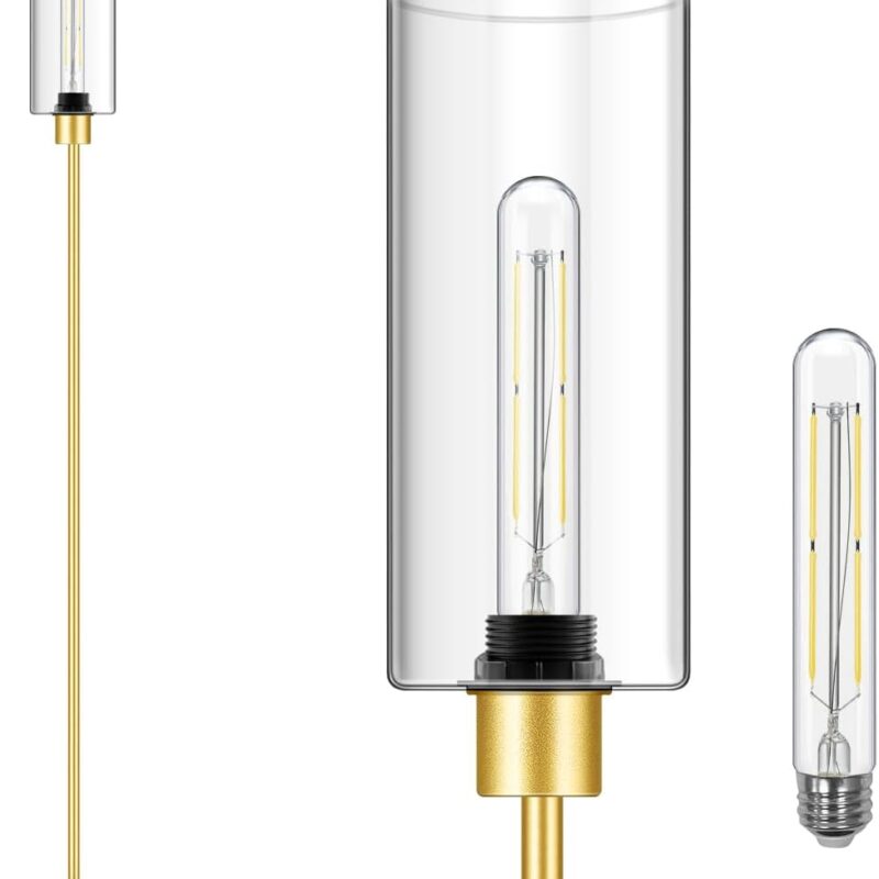 BoostArea Gold Modern Floor Lamp With Glass Lampshade - Simple Design Standing Lamp for Living Room, Bedroom, Office, Kids Room, Reading
