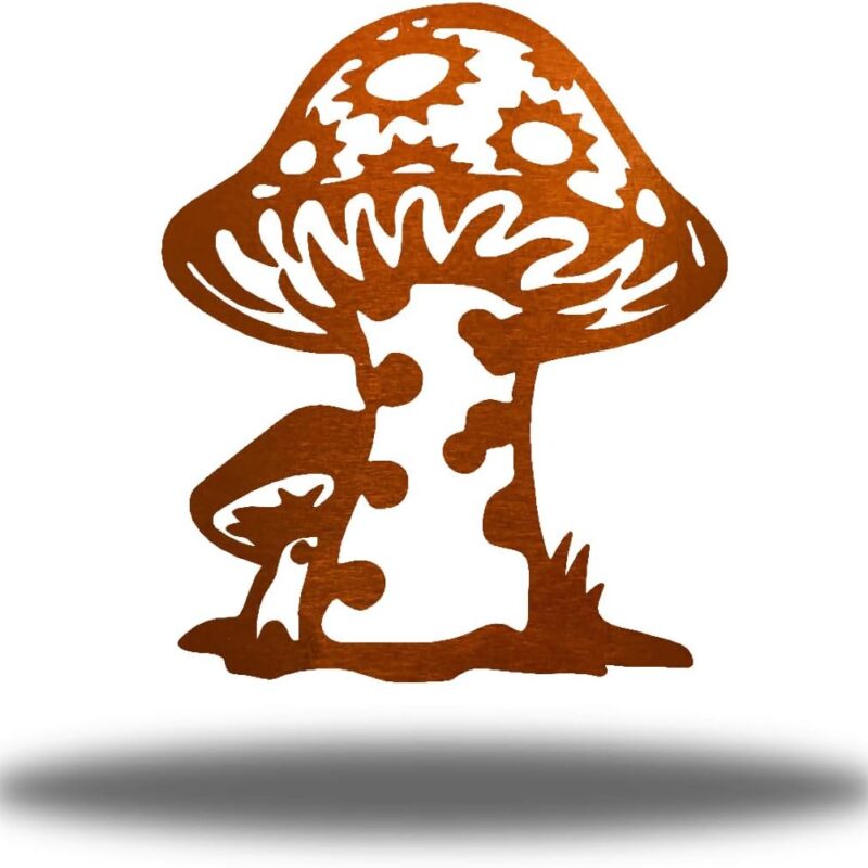 Riverside Designs Mushroom Garden Outdoor Metal Steel Wall Art | Made in USA | Multiple Sizes and Colors (18", Copper)