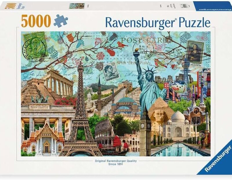 Ravensburger - Big City Collage - 5000 Piece Jigsaw Puzzle - Stunning Vivid Colors - The Globes Biggest Cities - Postcard Rendition - Frameable - Premium Quality - Puzzles for Adults