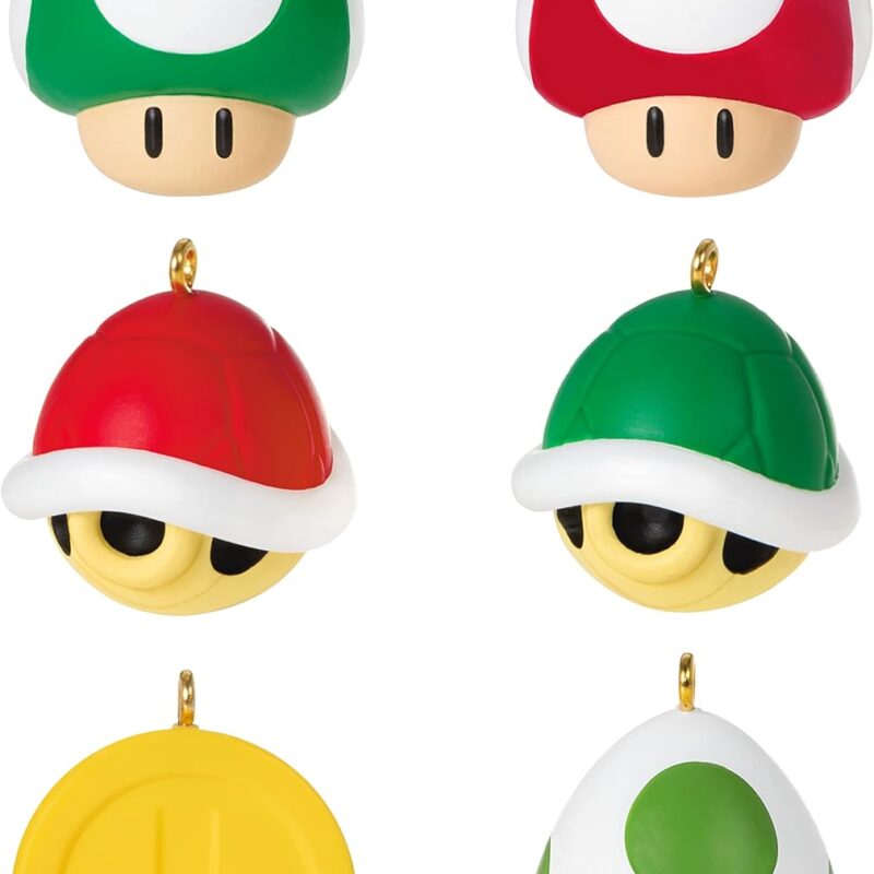 Hallmark Keepsake Miniature Christmas Ornament,Plastic, 2022, Nintendo Super Mario, Mini Set of 6