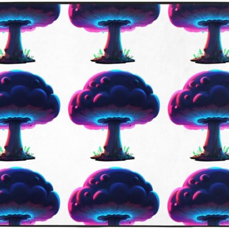 Carpet 60 x 39 in - Flannel Area Rug for Living Room, Office, and More Neon Mushroom Cloud Picture