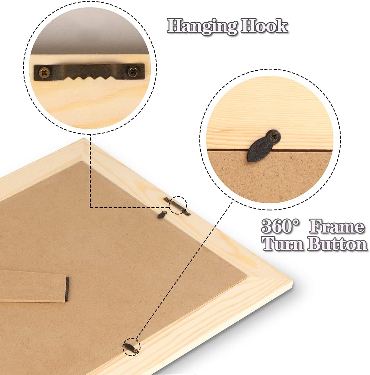 61Itu5EUE3L._AC_SL1200_.jpg GUYOS Magical Mushroom Pattern in The Forest Wood Picture Frames Can Display 8x10 Inch Photos.With Hooks and Brackets, This Frames Can be Displayed Vertically or Horizontally on a Table or Wall,2 packs - Image 5