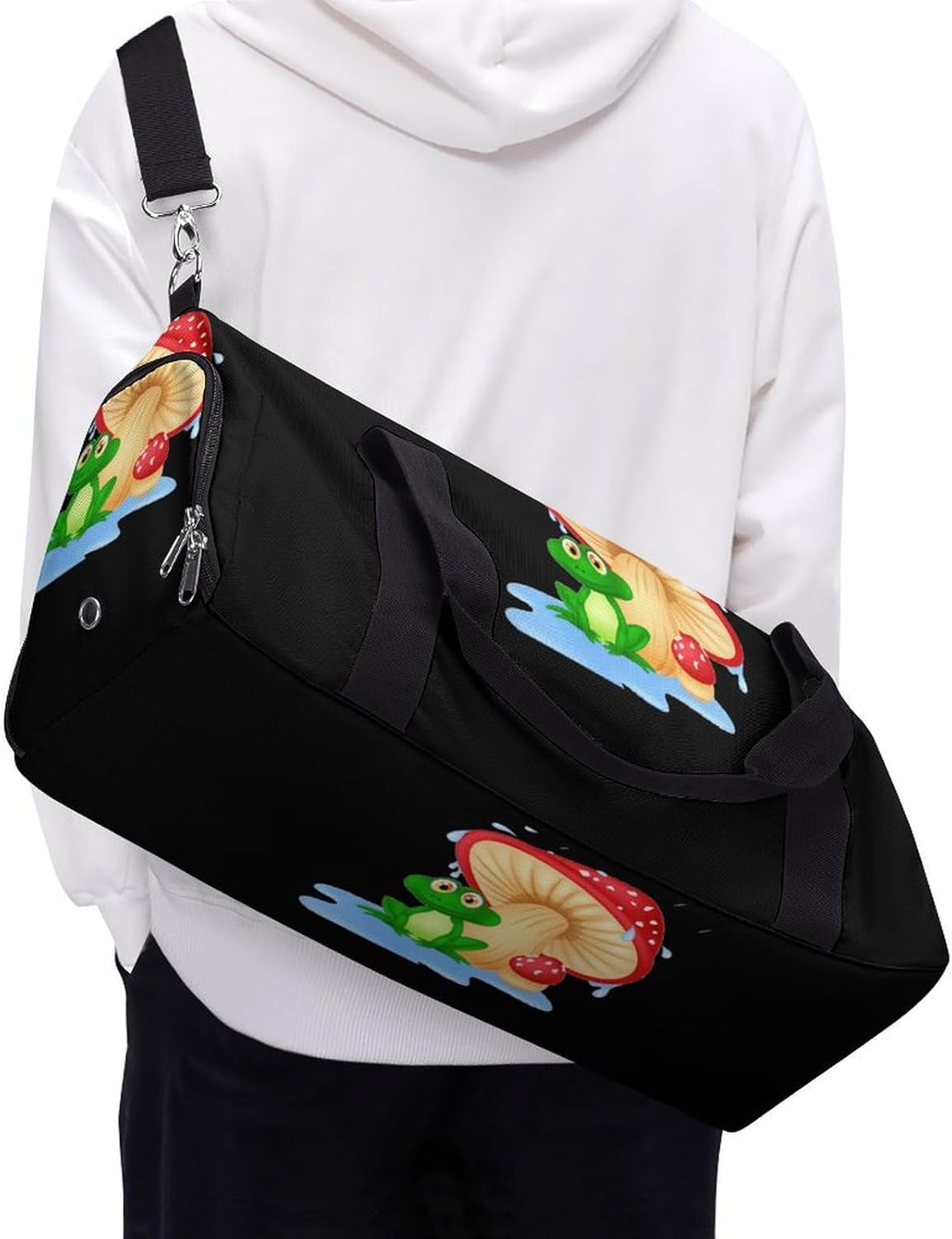 61TIuMEIcKL._AC_SL1500_.jpg Mushroom with Toad Gym Duffle Bag Waterproof Travel Bag Small for Sports and Weekend Getaway - Image 5