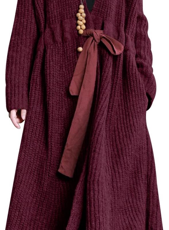 YESNO Women Casual Loose Oversized Chunky Cable Knit Open Front Coats Cardigan Sweaters Long Outerwear with Pockets YQA