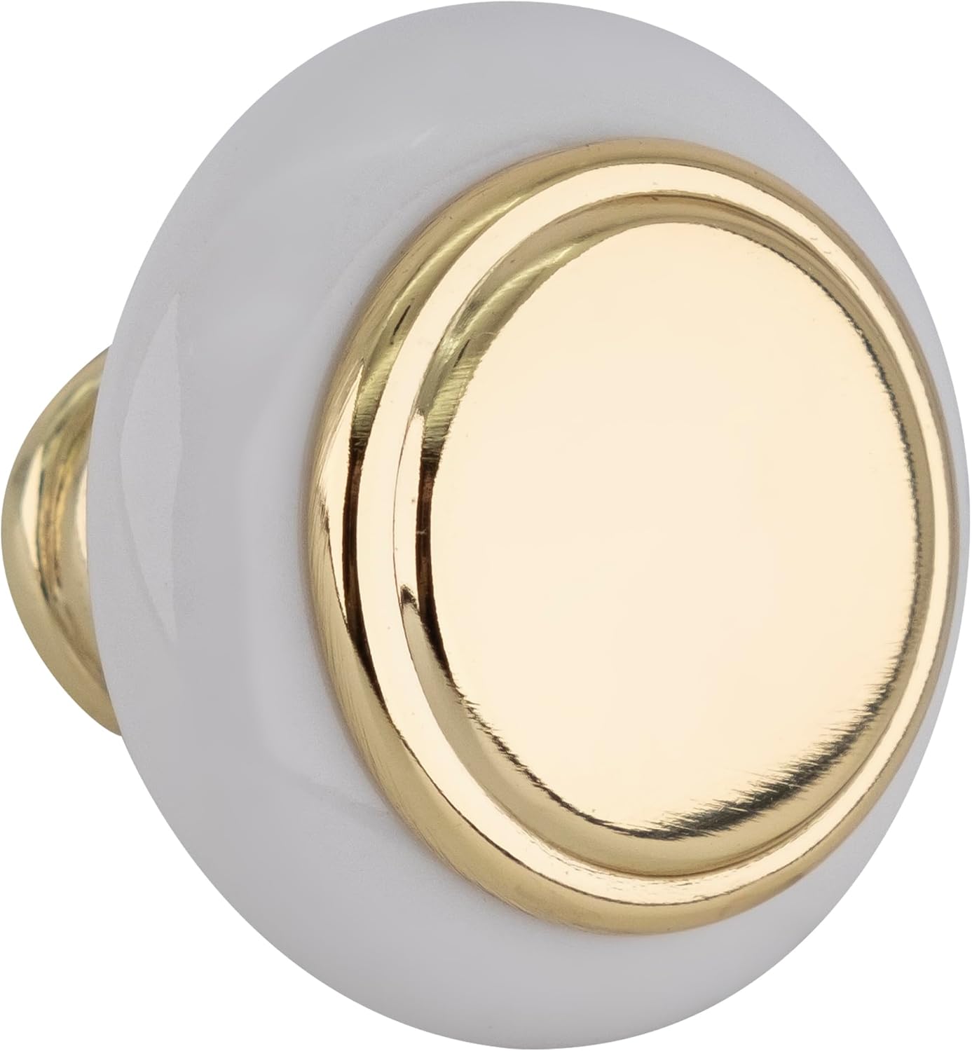 61YJziBlOzL._AC_SL1500_.jpg BRIXWELL BXB64267W3-XCP20 Hardware Traditional Mushroom Kitchen Cabinet Knob 1-1/4" Dia White/Polished Brass - Pack of 20