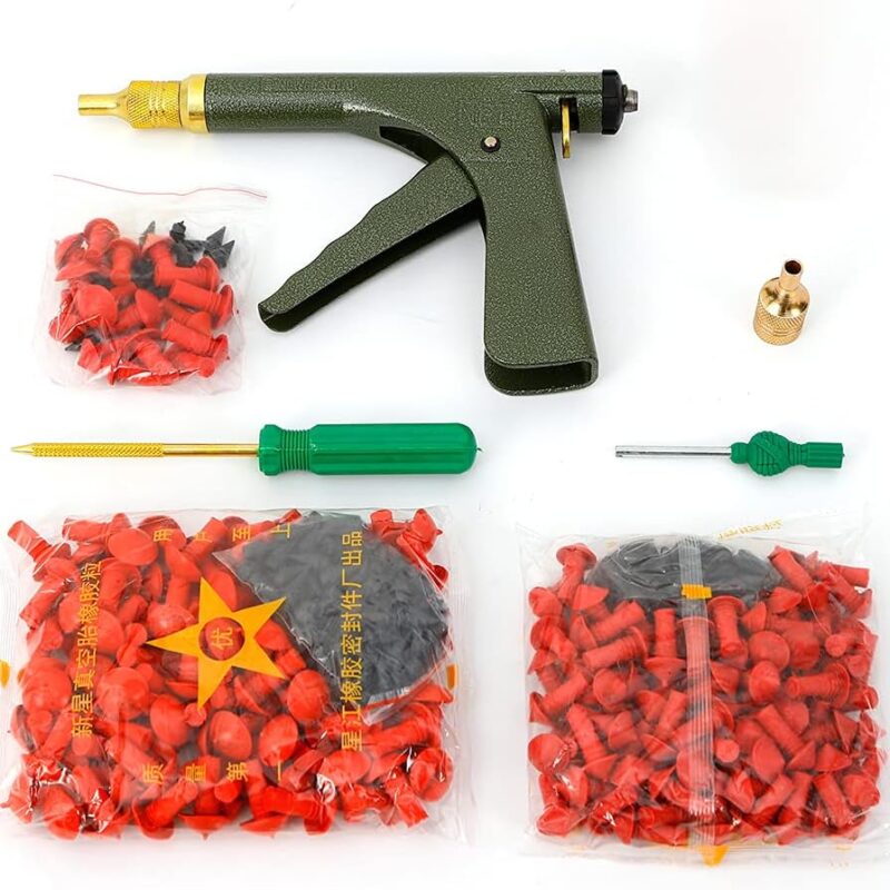 DNYSYSJ Tire Plug Gun Mushroom Tire Plug Kit Tire Plugger Tubeless Tyre Plug Gun Repair Kit with Rubber Plugs Car Auto Tire Repair Kit, in Dark Green