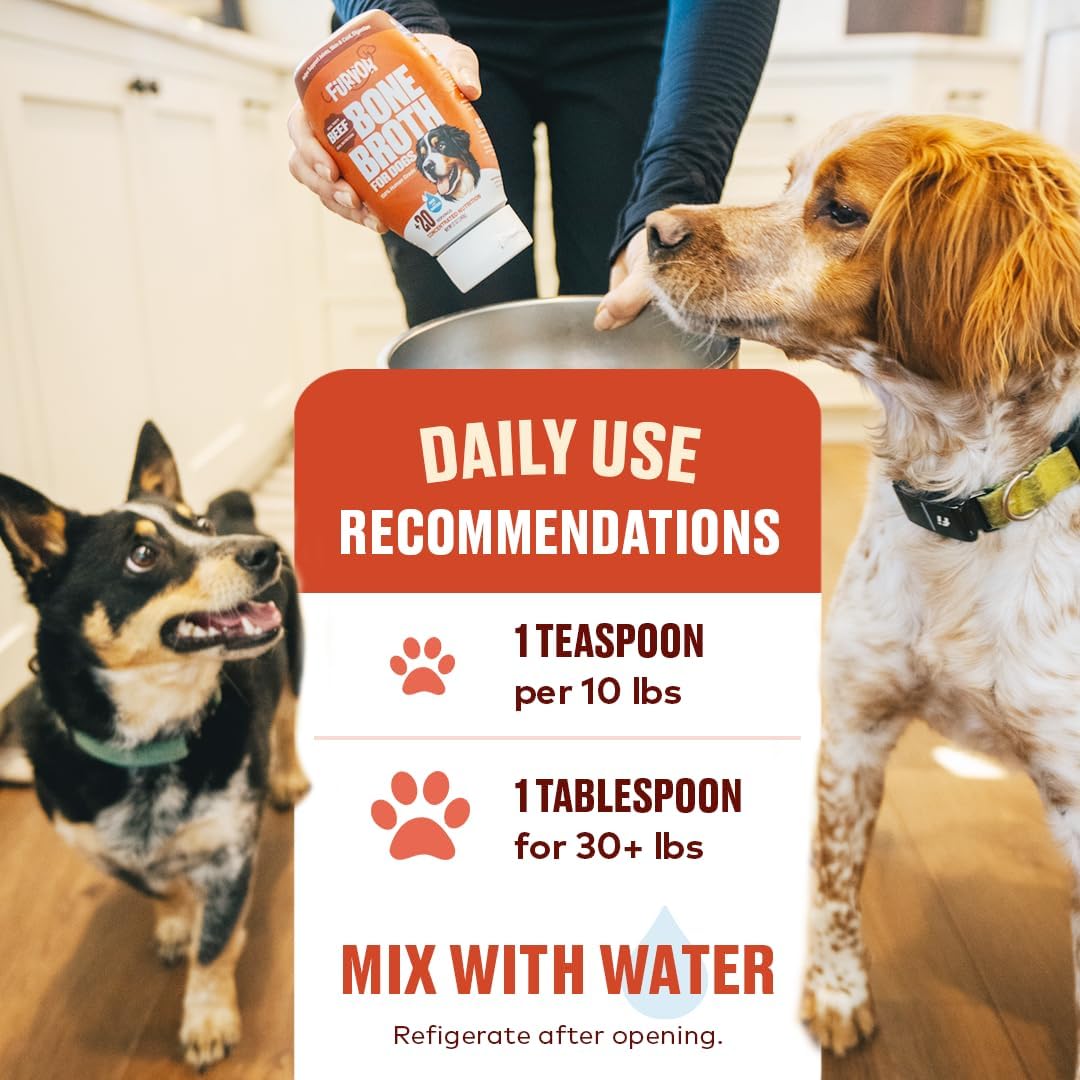 61cMFnkI7mL._AC_SL1080_.jpg Beef & Chicken Bone Broth Concentrate for Dogs - Collagen Protein Supplement for Digestion, Mobility, Coat, Immune System, Joints - Healthy Dog Food Topper - Human Grade (2pk, 60 Servings) - Image 6