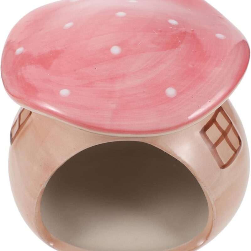 61d8OIttdQL._AC_SL1500_.jpg Cute Hamster Nest Ceramic Mushroom House Guinea Pig Hideout Easy to Clean Sturdy and Fun Pet Sleeping Nest