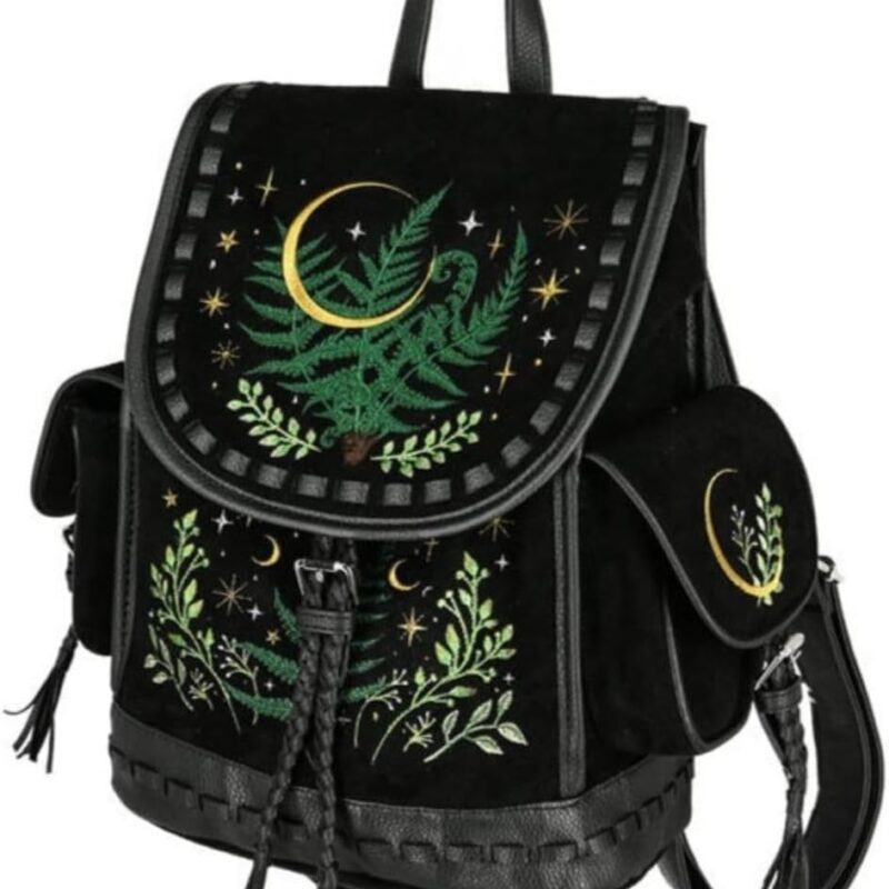 Restyle Herbal Backpack Witchy Stars Moon Fern Leaf Fairy Gothic Cottagecore
