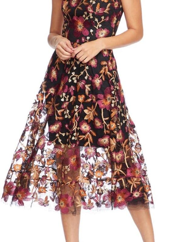 Dress the Population womens Uma Uma Sweetheart Bodice Fit and Flare Midi Dress