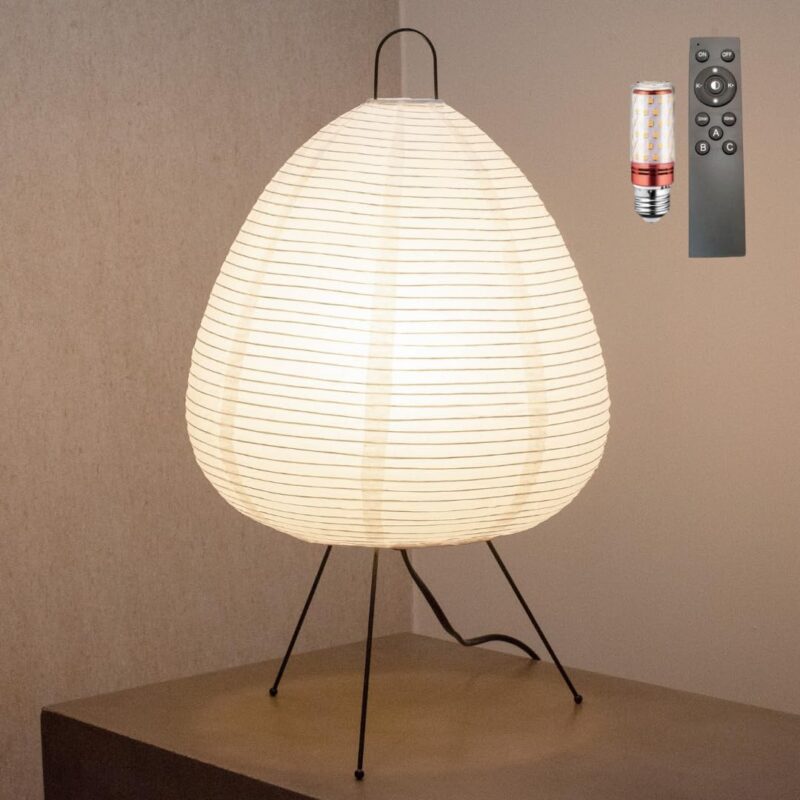 Akari Noguchi Japanese Paper Lamp • Dimmable Ambient Lighting Paper Lamp • Japanese Decor Lantern • Cozy Japandi Style • Paper Lantern Light