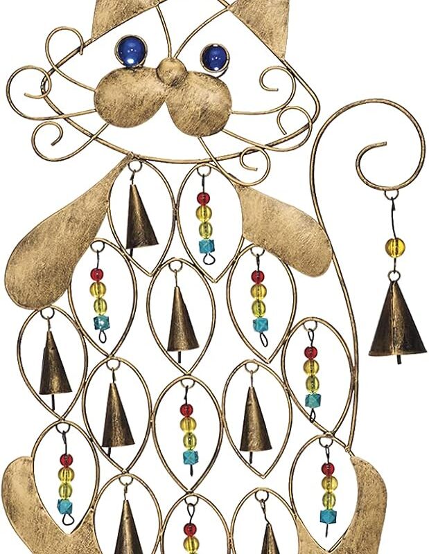 Cat Wind Chime, Indoor Décor or Outdoor Porch Patio, Memorial Gift for Cat Lover, Unique Hanging Decoration, 26” Long