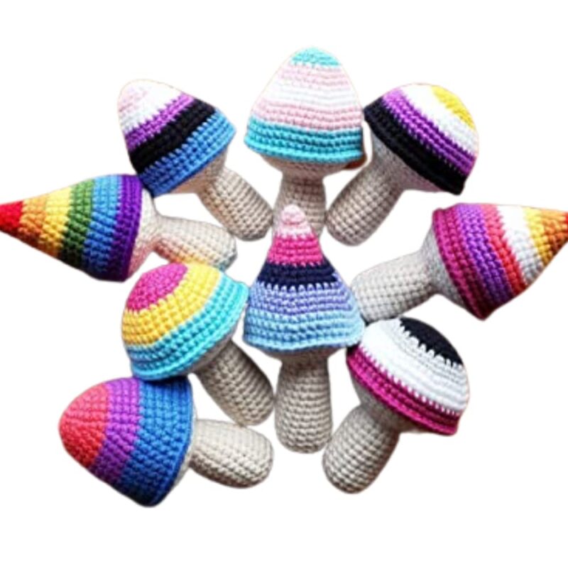 Handmade LGBT Mushroom Set of 9: LGBT Gay-Lesbian-Bisexual- Omnisexual- Transgender- Pansexual- Asexual-Non-Binary-Gender Fluid -LGBT Gifts