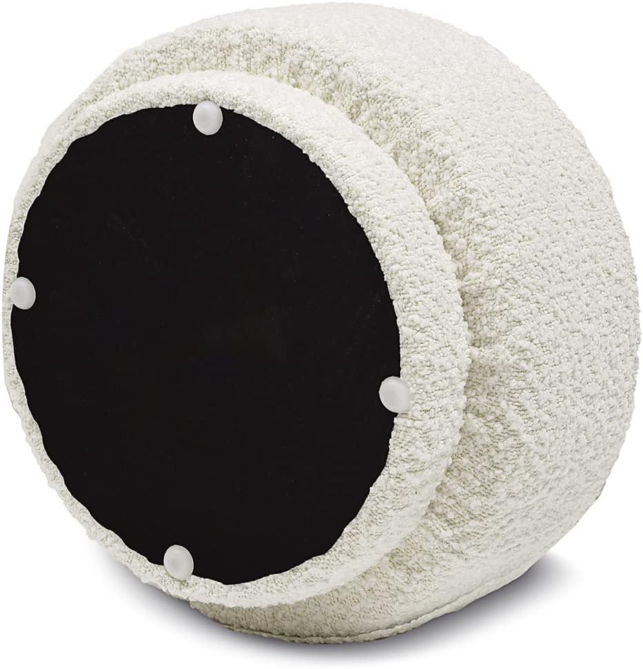 61rsx3JgDGL._AC_SL1400_.jpg Jennifer Taylor Home Fuji 15" Mushroom Footstool Ottoman, Ivory White Boucle - Image 5