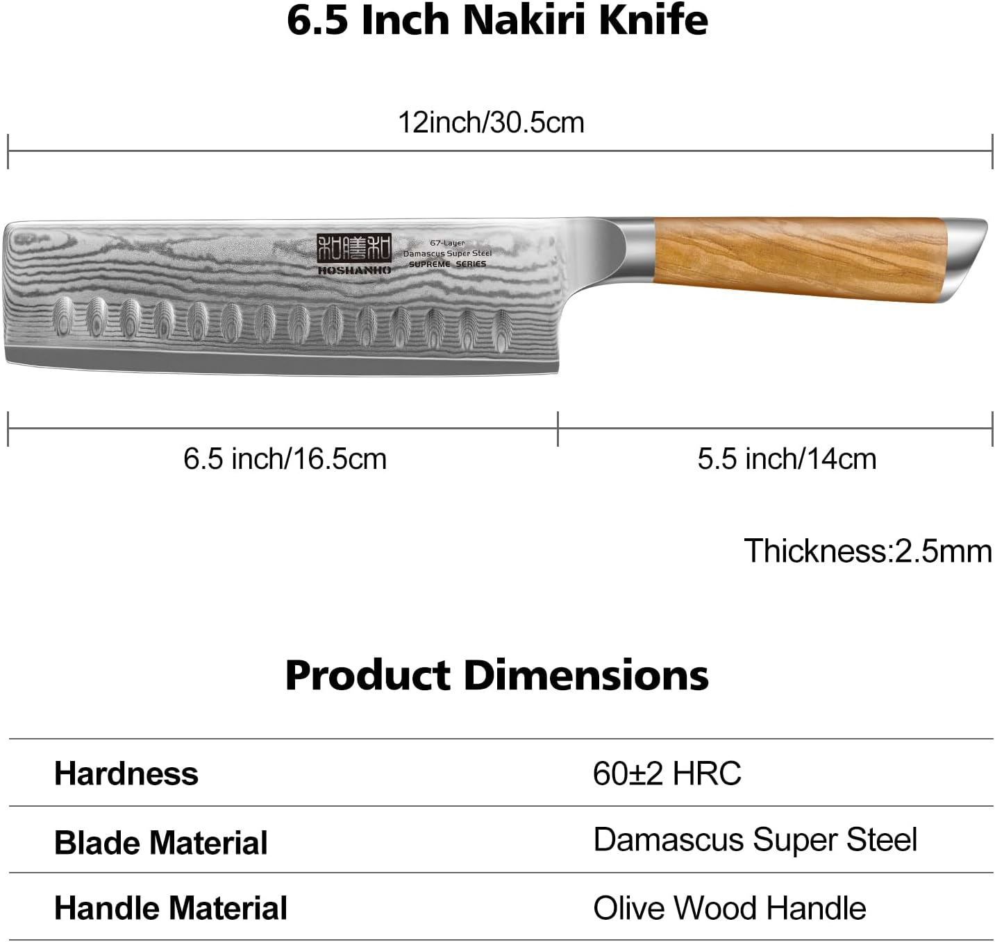 61xD3uIlviL._AC_SL1500_.jpg Damascus Nakiri Knife 6.5 Inch, Super Sharp Damascus VG-10 Japanese Kitchen Knife, Cleaver and Vegetable Knife with Ergonomic Olive Wood Handle - Image 2
