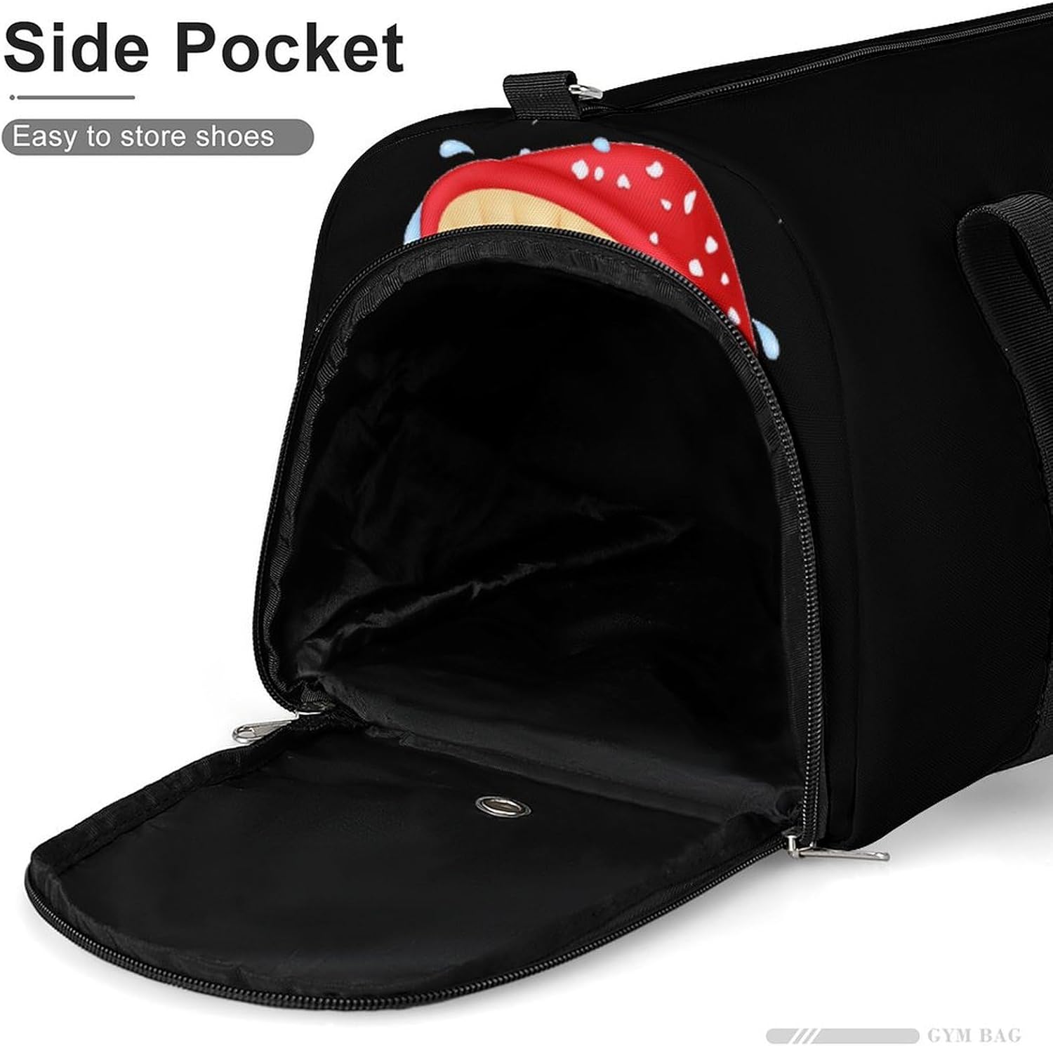 61y1gXjX7dL._AC_SL1500_.jpg Mushroom with Toad Gym Duffle Bag Waterproof Travel Bag Small for Sports and Weekend Getaway - Image 7
