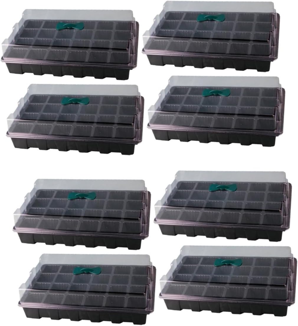 61yGxyhBVKL._AC_SL1286_.jpg BESPORTBLE 8sets Hydroponic Plant Germination Tray with Transparent Lids and Small Handle Nursery Pots for Easy Storage and Control for Indoor Gardening