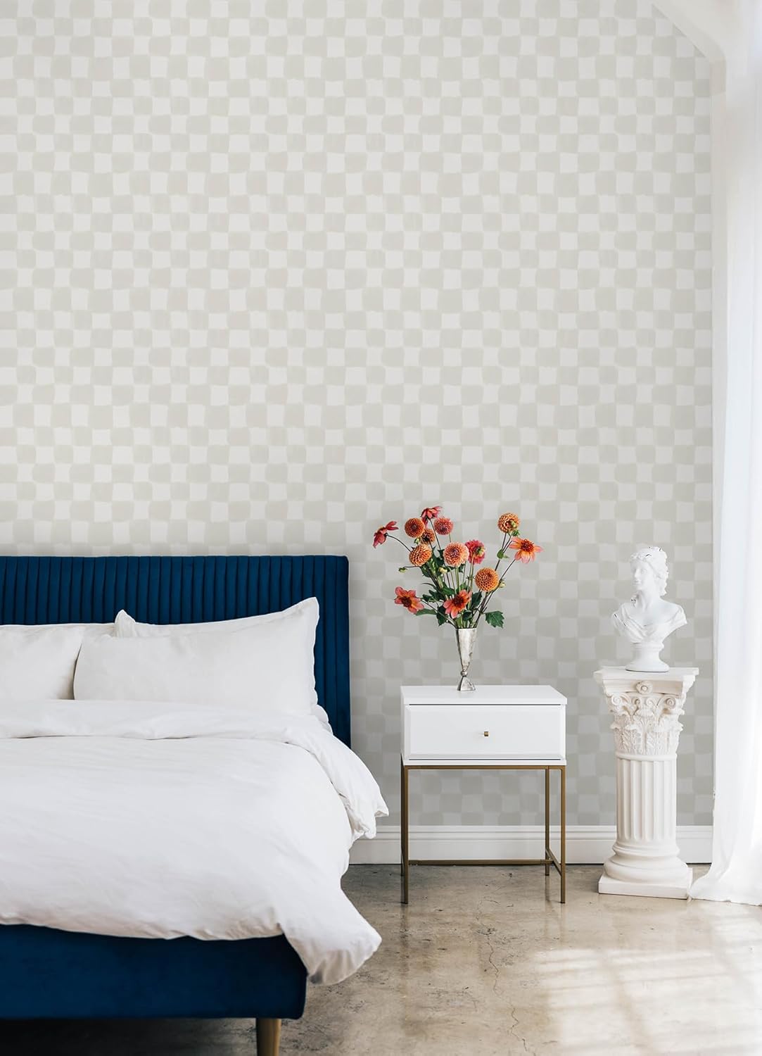710JA5KXmpL._AC_SL1500_.jpg Mr. Kate RoomMates Tess Watercolor Cream Checker Peel and Stick Wallpaper, RMK12773PLW - Image 3