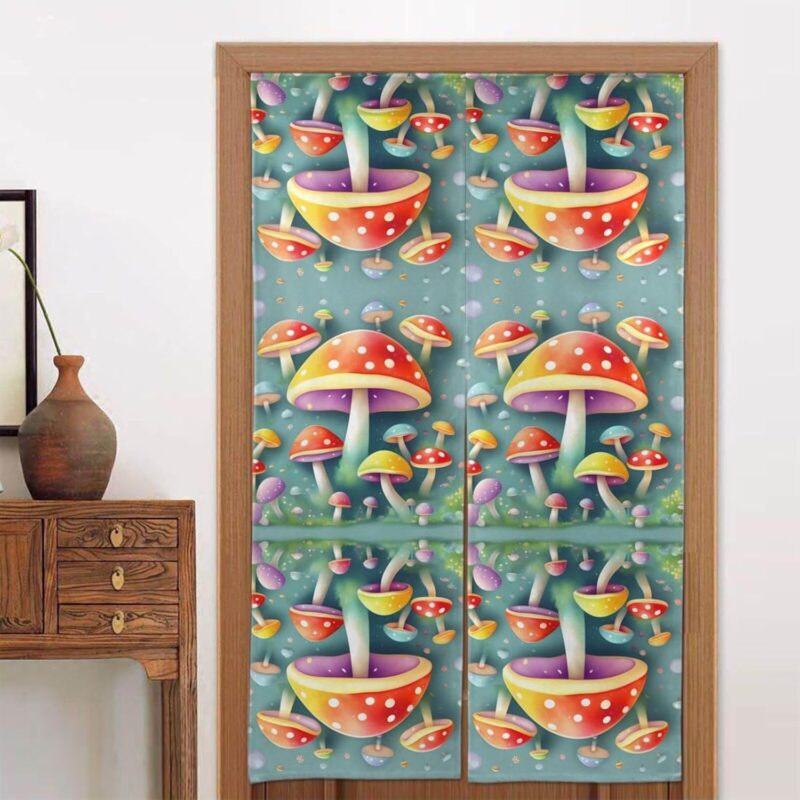 Cute Colored Mushrooms Blackout Storm Door Curtain 34x56in for Home Bathroom Dining Room Composite Area