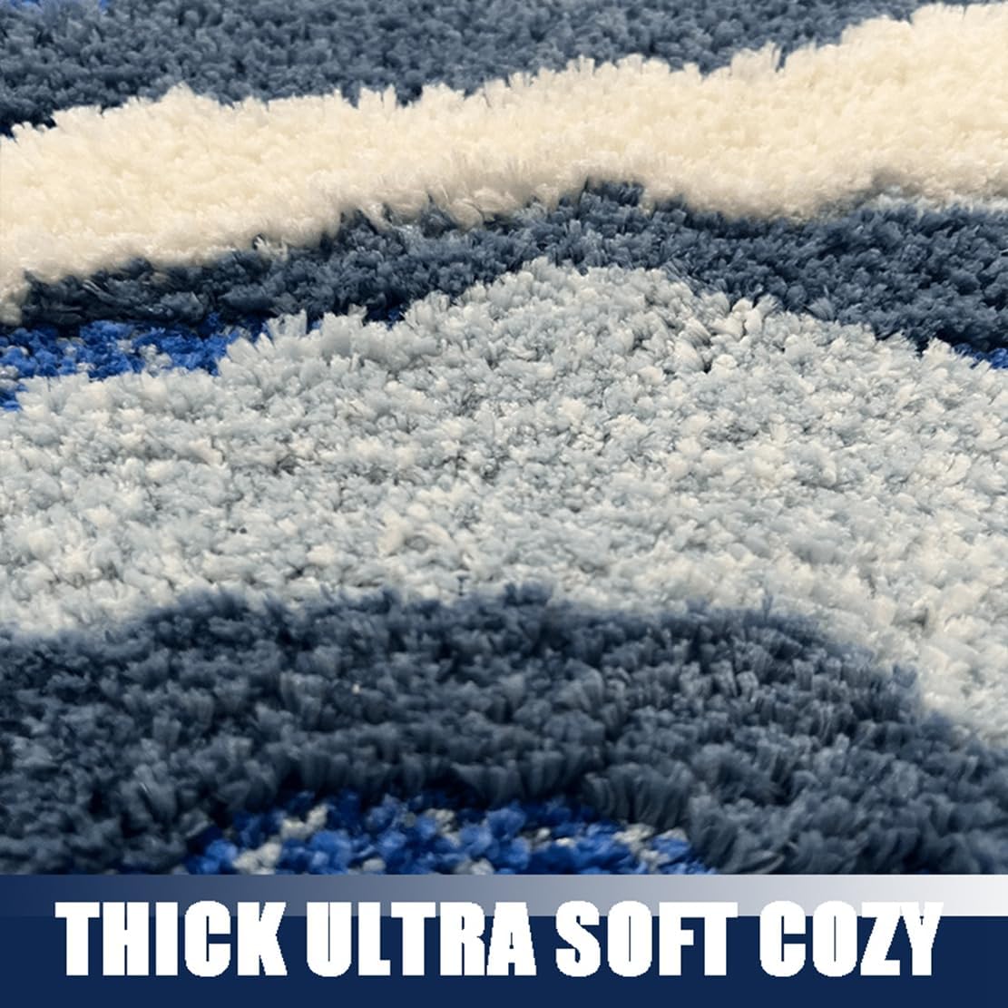 712Q9WcLVwL._AC_SL1111_.jpg NIOKIT Thick Kawaii Bathroom Rug Irregular Wave Pattern Cute Cartoon Bath Mat Luxury Shaggy High Absorbent Shower Rugs Non Slip Machine Washable Ultra Soft Door Mats Bathtub Mat 20" x 32" - Image 4