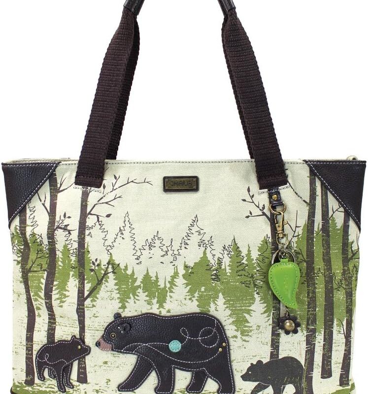 CHALA Canvas Tote Bag - Women Shoulder Purse with Detachable Charm/Keychain