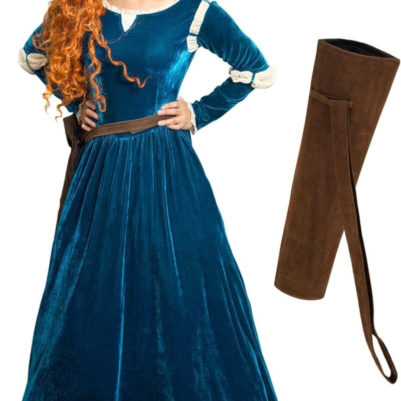 DAZCOS US Size Adult Princess Cosplay Halloween Costume Renaissance Medieval Dress with Quiver