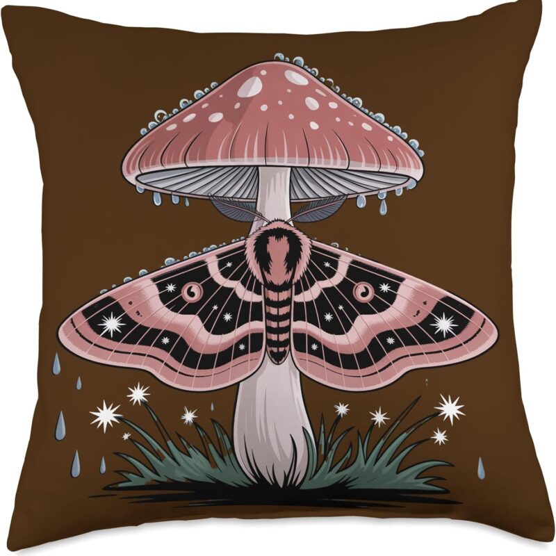 Butterfly Grunge Fairycore Therian Cute Moth Mushroom Throw Pillow