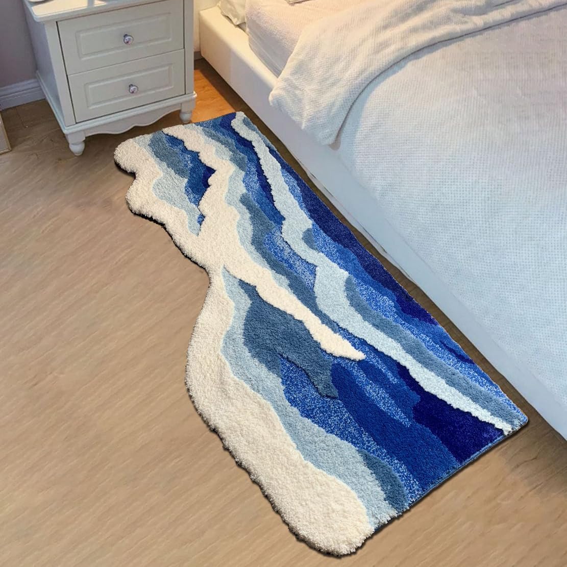 719szYLkb1L._AC_SL1111_.jpg NIOKIT Thick Kawaii Bathroom Rug Irregular Wave Pattern Cute Cartoon Bath Mat Luxury Shaggy High Absorbent Shower Rugs Non Slip Machine Washable Ultra Soft Door Mats Bathtub Mat 20" x 32" - Image 9