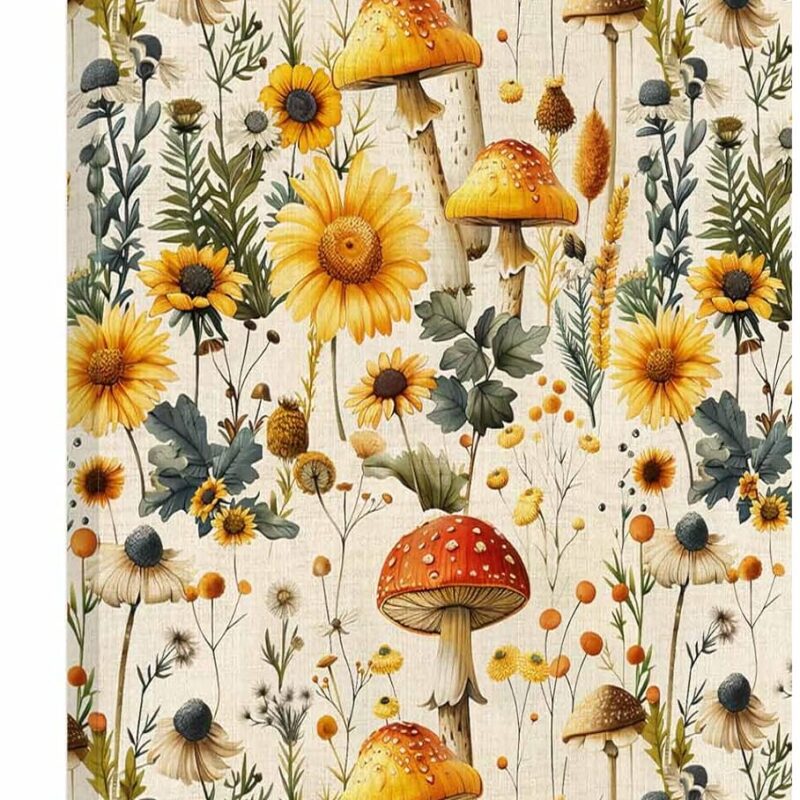 Canvas Wall Prints for Living Room 20"x28" Canvas Art Vintage Sunflowers Mushroom Daisy Floral Plants Framed Wall Painting Art for Office Kitchen Bedroom Home Decor