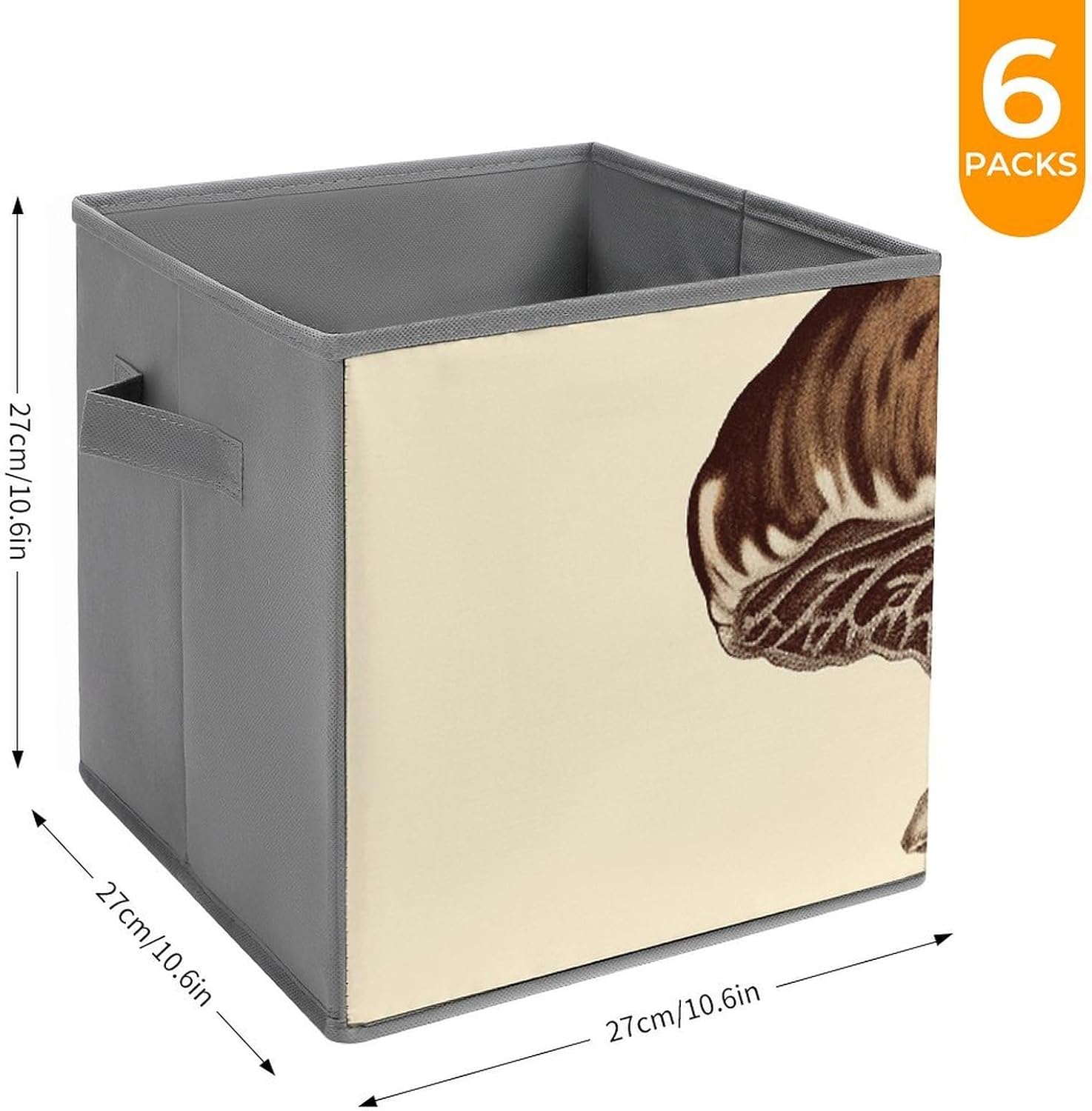 71GO9hka-ML._AC_SL1500_.jpg Vintage Mushrooms Drawing Printed Foldable Storage Box with Handle, Suitable for Organization, Wardrobe, Shelf, Office, Toys And Other Cube Organizers - Image 2