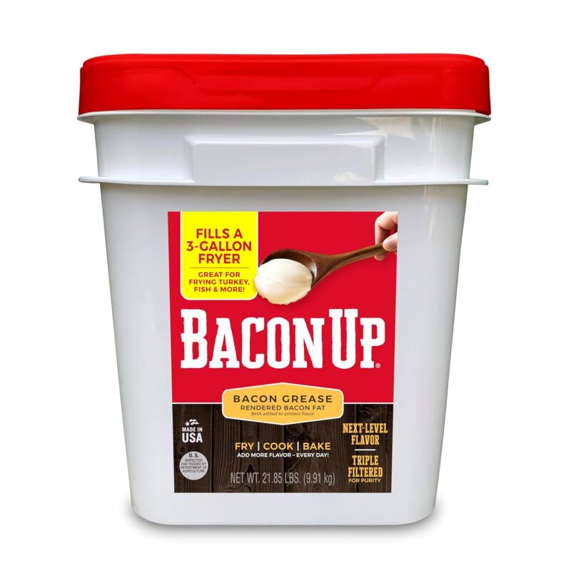 Bacon UpⓇ Bacon Grease for Cooking - 21.85lb Tub of Authentic Cooking Fat, Turkey Frying and Baking - Triple-Filtered for Purity, No Carbs, Gluten-Free and Shelf-Stable
