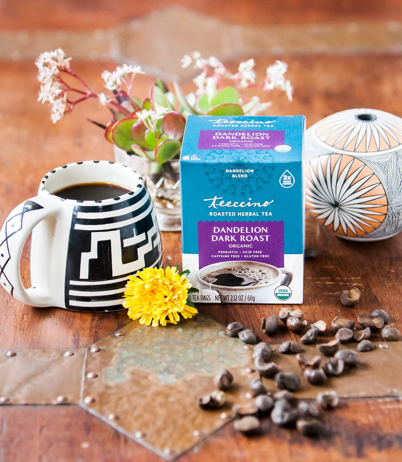 71KI-fzF6NL._SL1500_.jpg Teeccino Dark Roast Dandelion Tea - Rich & Roasted Herbal Tea That’s Caffeine Free & Prebiotic with Detoxifying Dandelion Root, 25 Tea Bags (Pack of 3) - Image 5