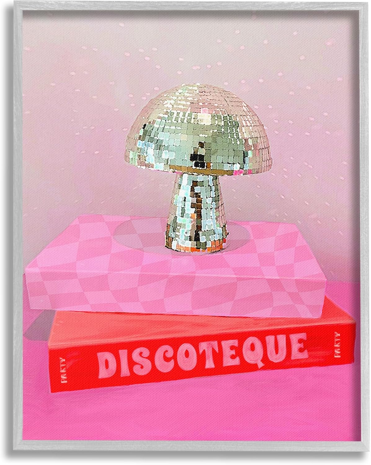 71Nh1urRw4L._AC_SL1500_.jpg Stupell Industries Disco Mushroom on Books Framed Giclee Art by Lil' Rue