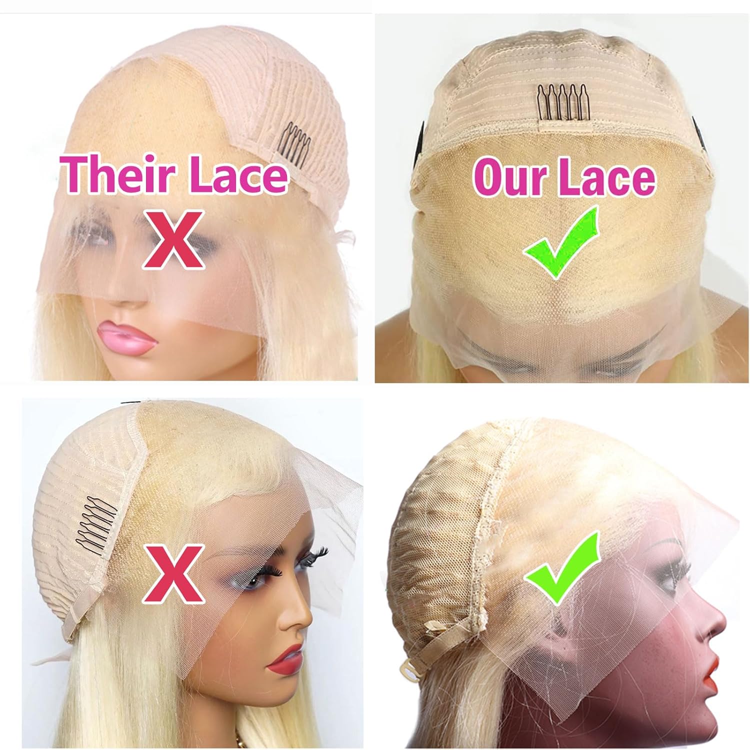 71POUdc24DL._SL1500_.jpg Blonde Bob Wig Human Hair 613 Lace Front Wig Human Hair 13x4 HD Transparent Blonde Bob Lace Front Wigs for Women Bleached Knots Pre Plucked with Baby Hair 613 Bob Wig 14 inch - Image 3