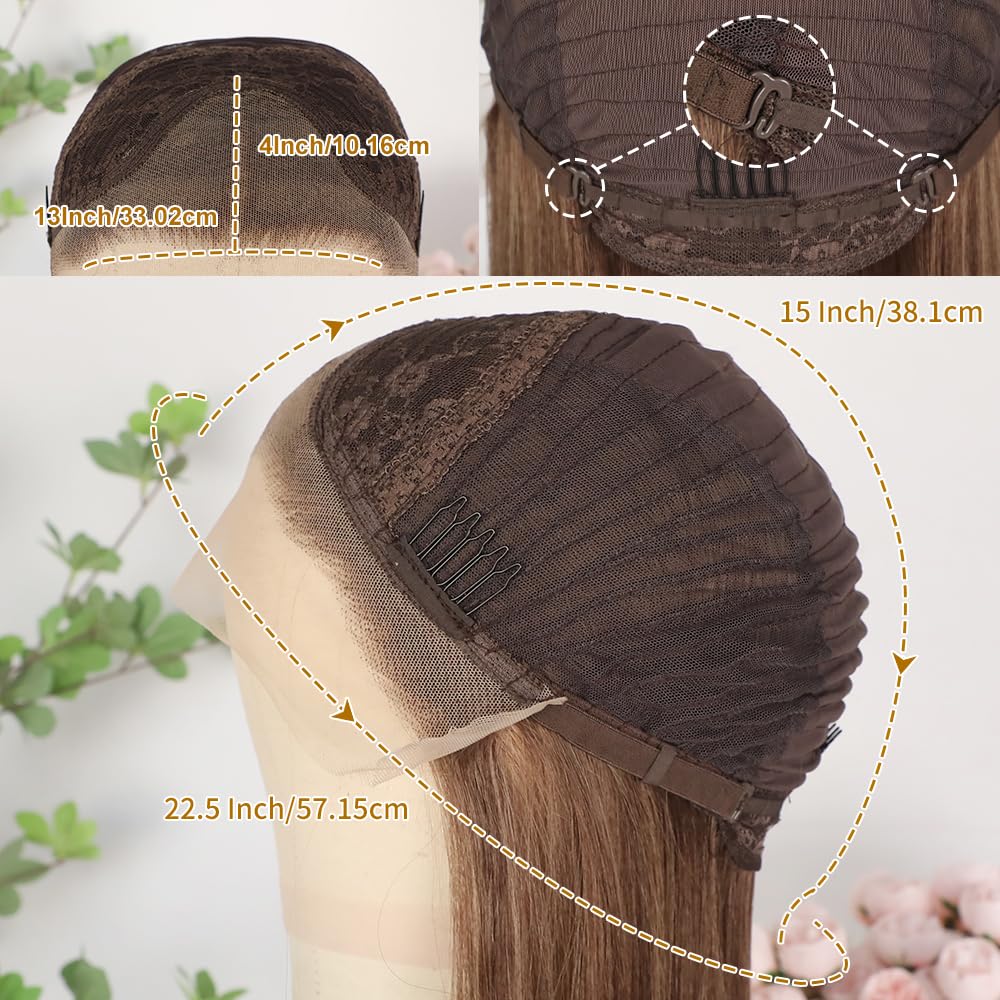 71Pdn9M2QvL._SL1000_.jpg Lezaxiu Brown Lace Front Wig Pre Plucked Ready to Wear Wigs Glueless Auburn Brown Wigs Long Straight Hair Wig Heat Resistant Synthetic Lace Front Wigs for Fashion Women Natural Hairline - Image 6