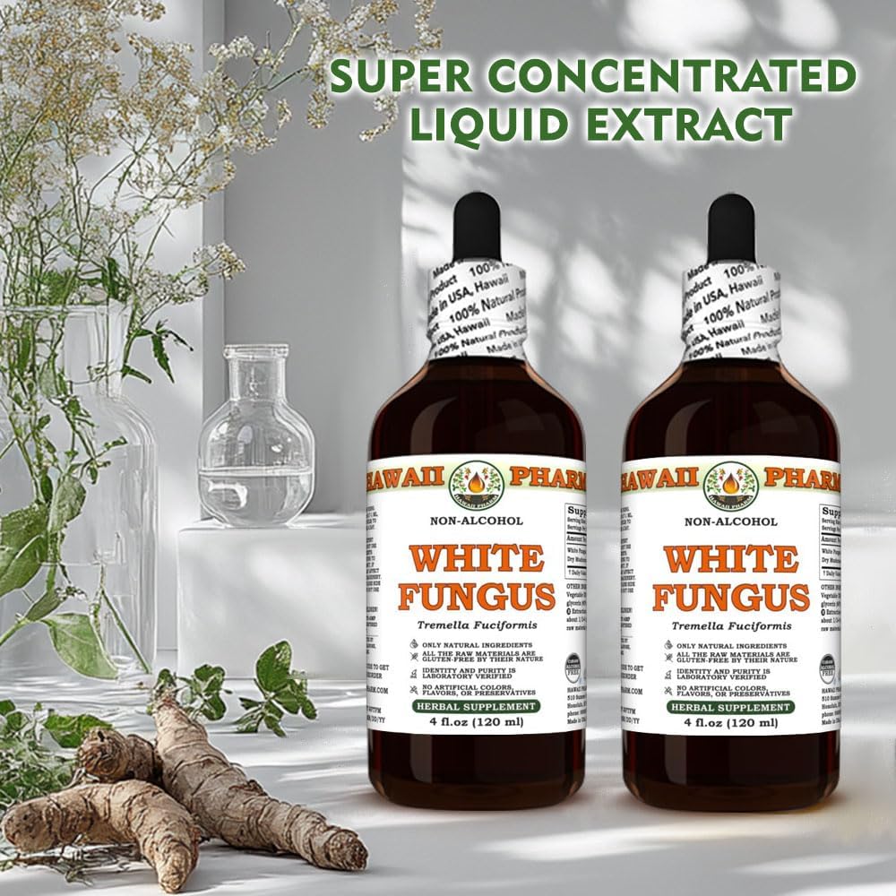 71QpOU5bF5L._AC_SL1000_.jpg White Fungus (Tremella Fuciformis) Dry Mushroom Glycerite, Made in Hawaii, All Natural, Vegan, Lab Tested Alcohol-Free Liquid Extract - 32 fl.oz - Image 7