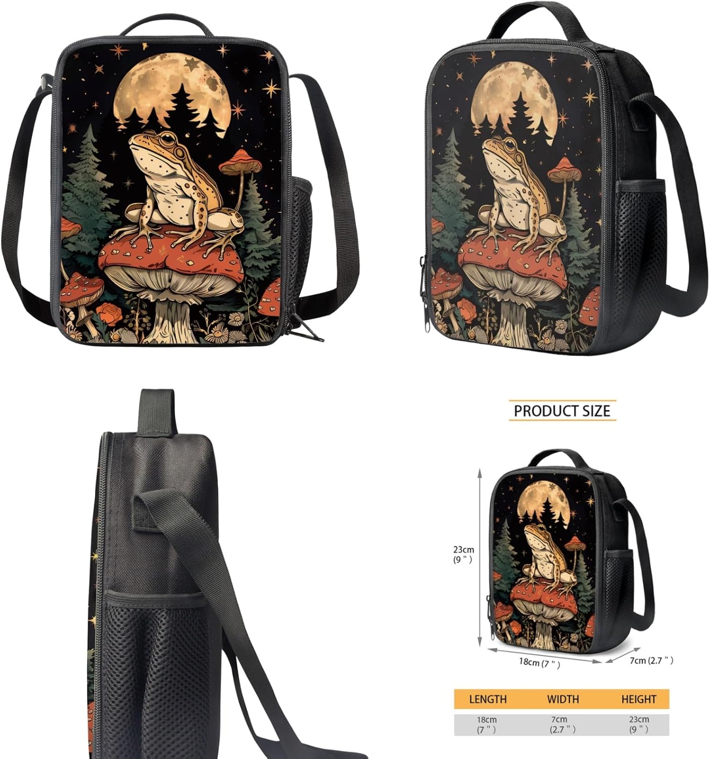 71UTo4xWxOL._AC_SL1500_.jpg Mushroom Frog Backpacks with Lunch Bags for Kids Girls Bookbags Daypack Lunchbox,Pencil Case,Water Bottle Holder Middle Elementary School Book Bags 10-12 Rucksack Satchel Schoolbag-4 PCS - Image 5