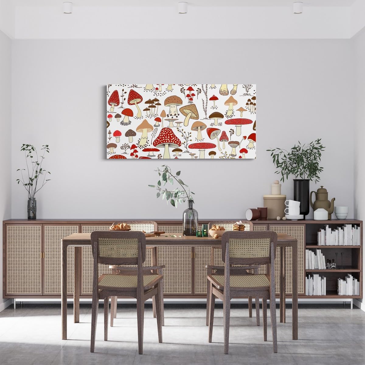 71Y1Ar31AcL._AC_SL1200_.jpg Feelyou Cute Mushroom Decor Canvas Wall Art Kids Cartoon Mushrooms Canvas Prints Large Kawaii Fungus Large Artwork 24"x48" Wild Mushroom Stuff Wall Painting - Image 2