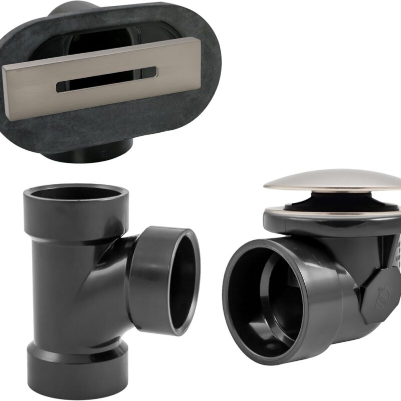 Westbrass D560RKA-07 1-1/2" Coarse Thread Tip-Toe Bathtub Drain Trim with Linear Overflow Cover, Sch. 40 ABS fittings,