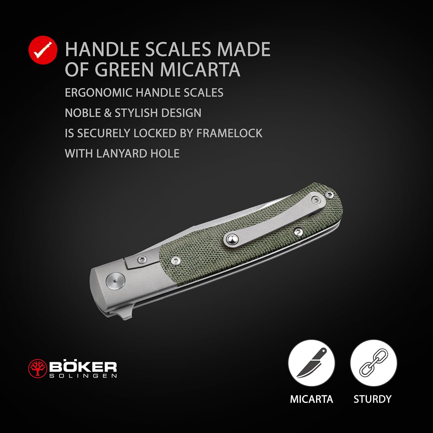 71bjTnyqLlL._AC_SL1500_.jpg Böker SOLINGEN® TRPPR Micarta Gentleman Knife - Flipper pocket knife with clip - professional folding - MagnaCut blade - handmade EDC knife noble - frame-lock trapper with case - Image 3