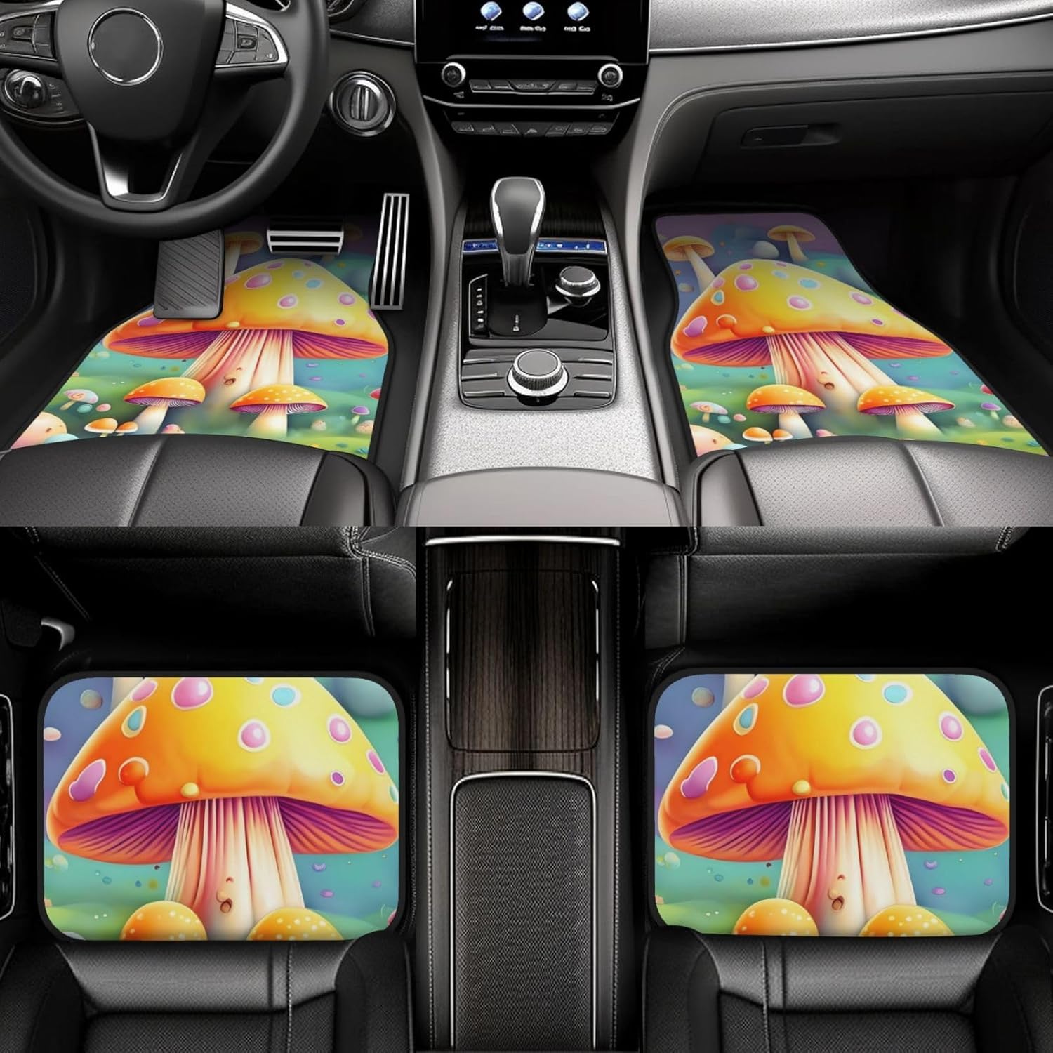 71ceByys74L._AC_SL1500_.jpg Car Foot Mat Set of 4 Pieces All-Weather Neoprene Floor Mats for Cars Trucks SUVs Fantasy Dream Mushroom Prints - Image 6
