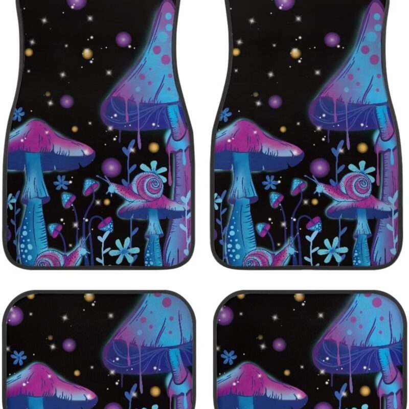 Water-Absorbing Automotive Floor Mats Washable Car Floor Mats for Suvs Trucks and Vans Blue Mushroom Print Car Carpets Foot Mats for Car