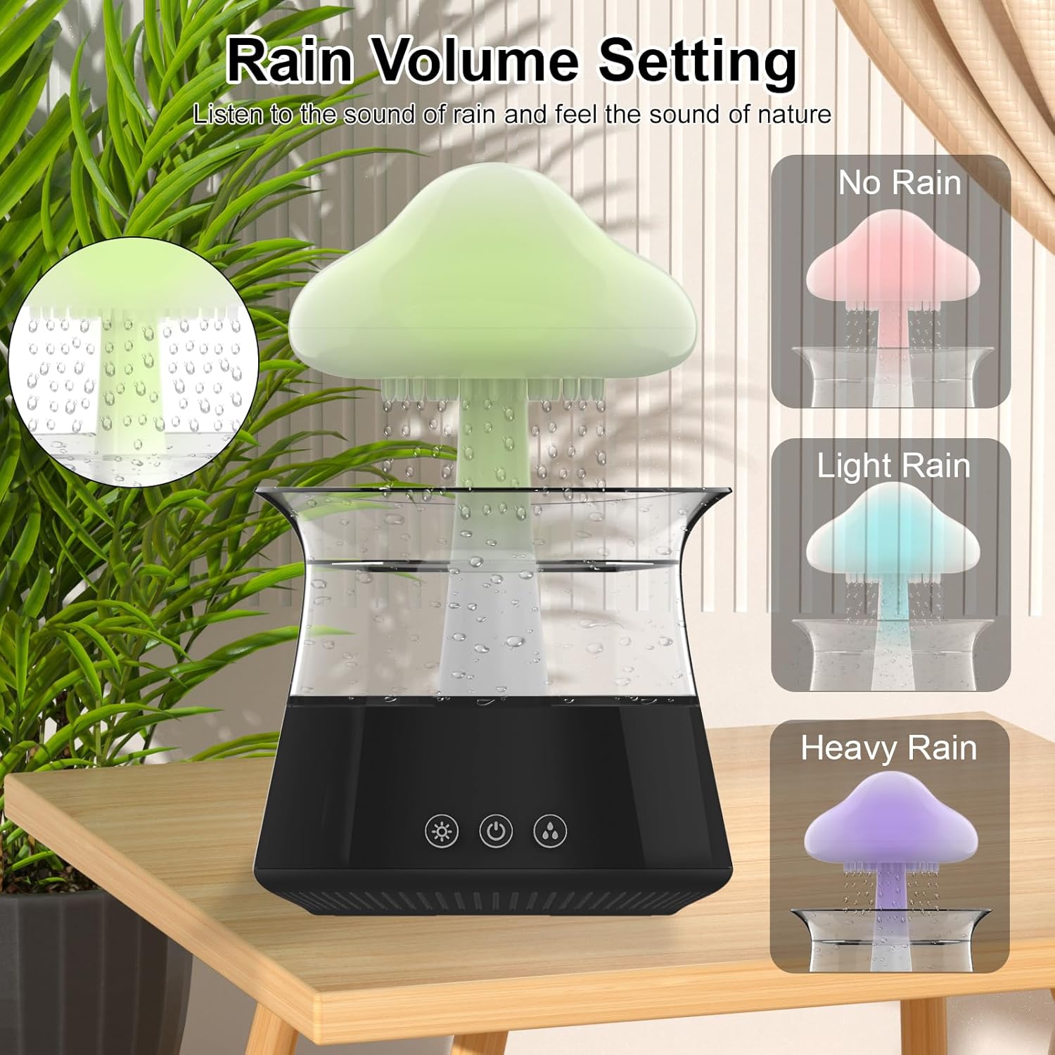 71dpEEghf5L._AC_SL1500_.jpg Cloud Rain Humidifiers for Bedroom & Large Room - Essential Oil Diffuser with 7 Colors LED Lights - Whole House Coverage-Auto Shut-Off-It Can Work for Up to 8-10 Days with Full Water (06 Black) - Image 5