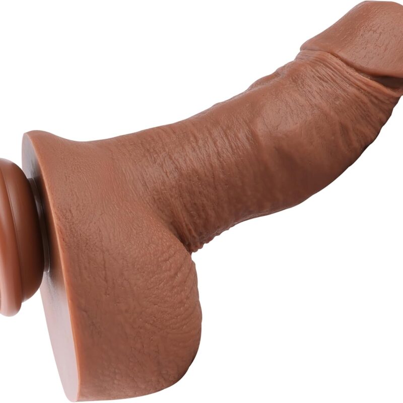 Hismith 9.1” Dual-Density Silicone Dildo, Ultra Realistic Dildo with Veins, 6.5”Insertable Length Dong with Removable KlicLok System, L Size, Coffee Color-Amazing Series