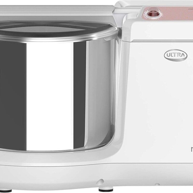 ULTRA Mini Table Top 1.25L Wet Grinder with Atta Kneader, 110-volt (New Model), white, 1.25-Liter