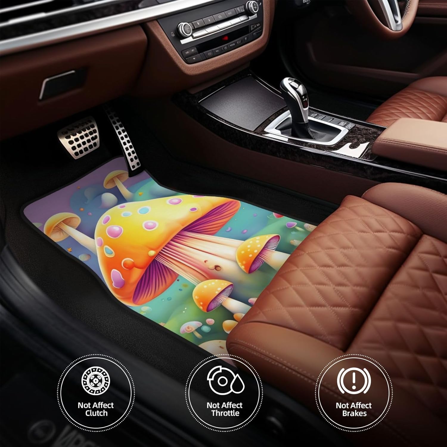 71gVrZdU1BL._AC_SL1500_.jpg Car Foot Mat Set of 4 Pieces All-Weather Neoprene Floor Mats for Cars Trucks SUVs Fantasy Dream Mushroom Prints - Image 4