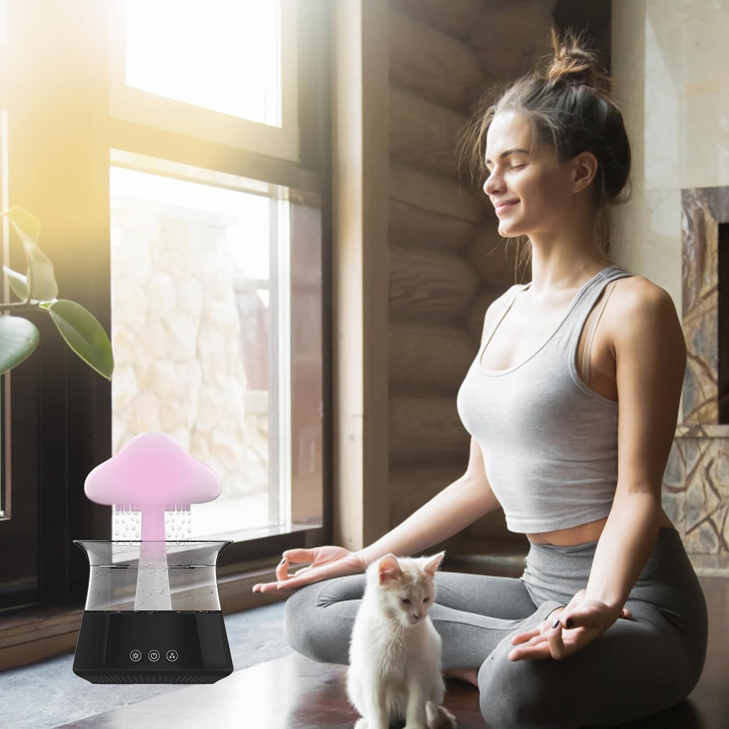 71gpSHM2mGL._AC_SL1500_.jpg Cloud Rain Humidifiers for Bedroom & Large Room - Essential Oil Diffuser with 7 Colors LED Lights - Whole House Coverage-Auto Shut-Off-It Can Work for Up to 8-10 Days with Full Water (06 Black) - Image 8