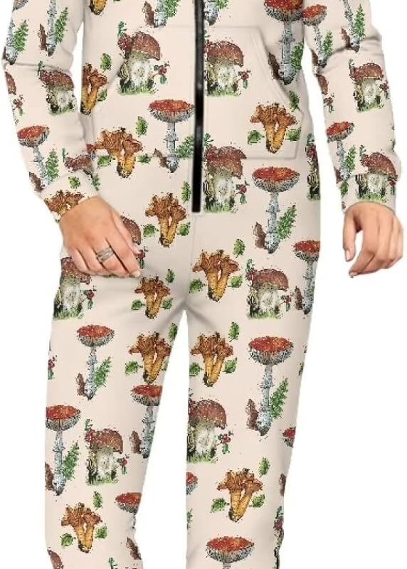 AFPANQZ Unisex Long Sleeve Jumpsuit Soft Non Footed One Piece Nightgown with Pockets Hooded Loose Jumpsuit