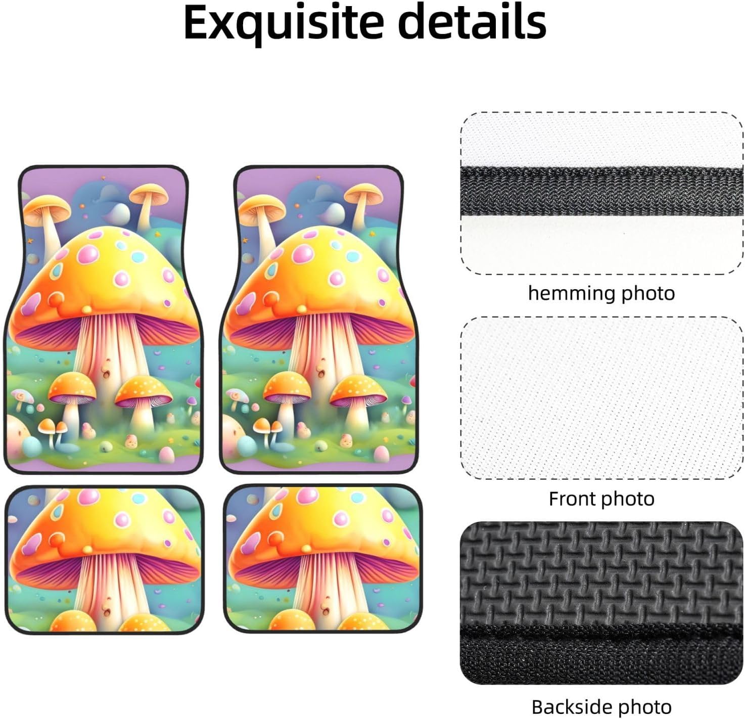 71hhKYw-TrL._AC_SL1500_.jpg Car Foot Mat Set of 4 Pieces All-Weather Neoprene Floor Mats for Cars Trucks SUVs Fantasy Dream Mushroom Prints - Image 5