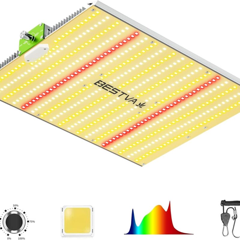 BESTVA 2025 Upgraded BP1000 LED Grow Light with High Yield Diodes & Dimmable Full Spectrum Plant Light for Indoor Plants Seedling Veg and Bloom Grow Lamp for 3x3/2x2 Grow Tent